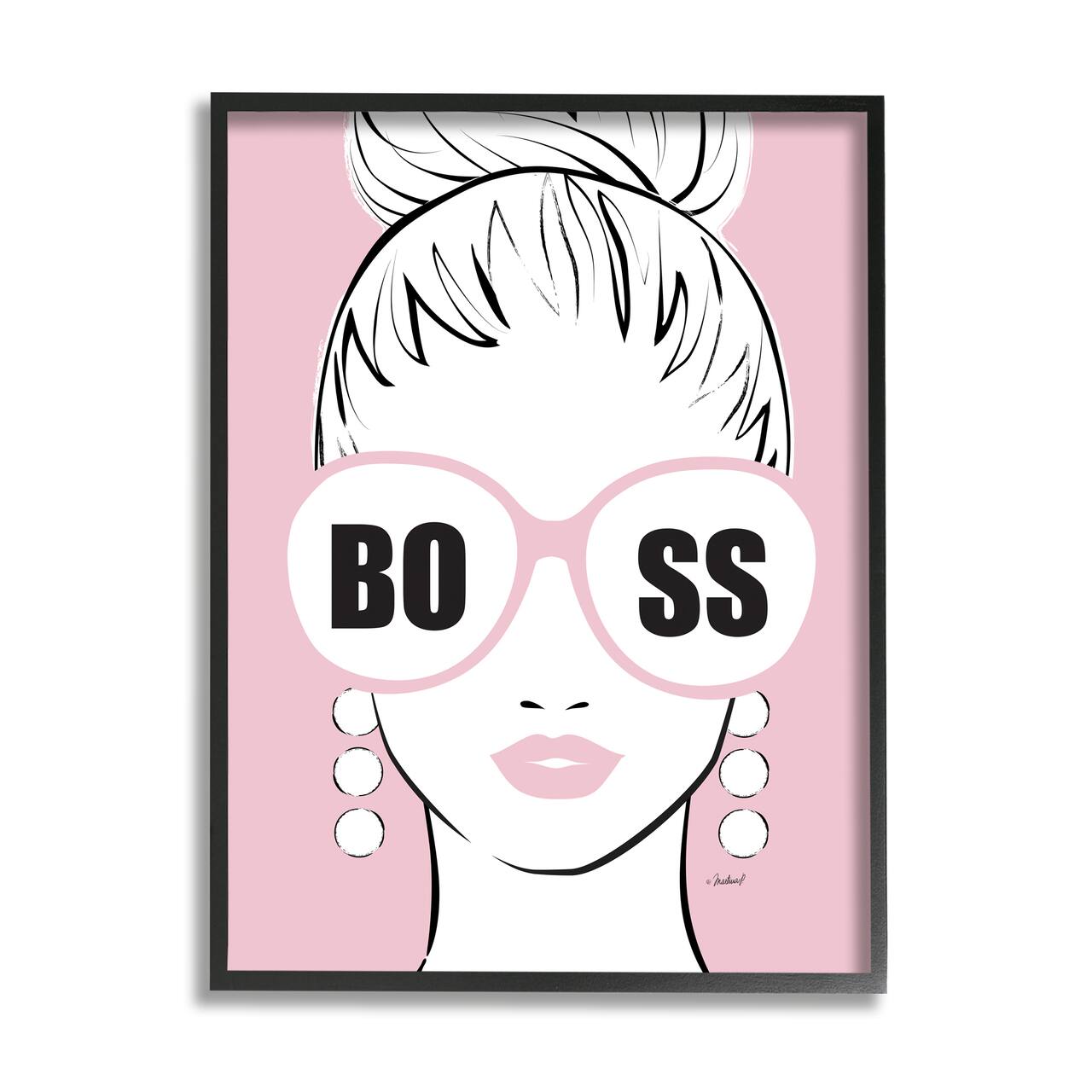 Stupell Industries Boss Phrase Sunglasses Glam Female Pink Fashion Framed Wall Art